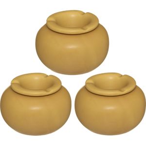 Set van 3x stuks terras asbakken/stormasbakken rond keramiek 13 x 9 cm geel - Asbakken