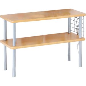 Keuken aanrecht etagiere - 2 niveaus - hout/metaal - rekje/organizer - 55 x 20 x 38 cm - beige - Keukenhulphouders