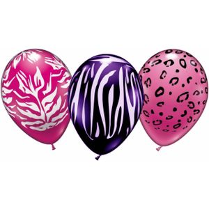 6x stuks Dierenprint thema party ballonnen 28 cm - Ballonnen