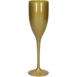 Onbreekbaar champagne/prosecco flute glas goud kunststof 15 cl/150 ml - Champagneglazen