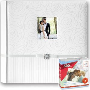 Luxe fotoalbum Annabella bruiloft/huwelijk met 50 paginas wit 32 x 32 x 6 cm inclusief plakkers - Fotoalbums