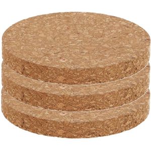 Esschert Design plantenonderzetter van kurk - 3x - D18 cm x 1 cm - Planten onderzetter