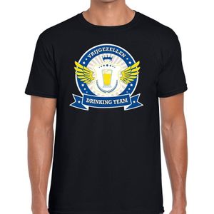 Zwart vrijgezellenfeest drinking team t-shirt blauw geel heren - Feestshirts