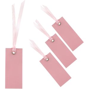 Cadeaulabels met lintje - set 48x stuks - roze - 3 x 7 cm - naam tags - Cadeauversiering