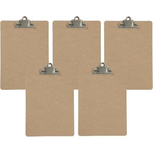 Clipboard/klembord/memobord voor documenten - 5x - hardboard - A5 formaat - met stevige klem - Klemborden