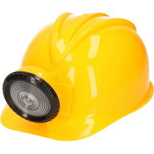 Carnaval/verkleed Bouwhelm met lamp  - geel - polyester - voor volwassenen - mijnwerker/bouwvakker - Verkleedhoofddeksels