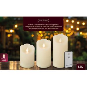 3x Creme witte LED kaarsen/stompkaarsen met afstandsbediening - LED kaarsen