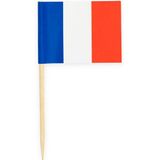 Cocktailprikkers Frankrijk - 1000x - rood/wit/blauw - 8cm - Franse vlaggetjes - Cocktailprikkers