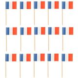Cocktailprikkers Frankrijk - 1000x - rood/wit/blauw - 8cm - Franse vlaggetjes - Cocktailprikkers