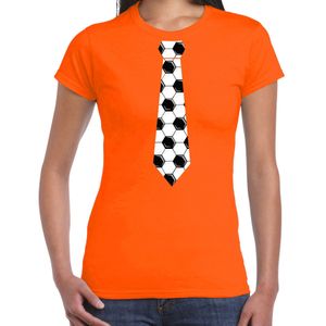 Oranje t-shirt Holland / Nederland supporter voetbal stropdas EK/ WK voor dames - Feestshirts