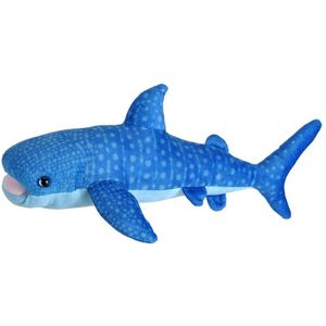 Pluche walvishaai knuffel - blauw - 35 cm - speelgoed zeedieren - Knuffel zeedieren