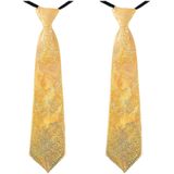 4x stuks gouden carnaval verkleed glitter stropdas voor volwassenen - Verkleedstropdassen