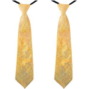 4x stuks gouden carnaval verkleed glitter stropdas voor volwassenen - Verkleedstropdassen