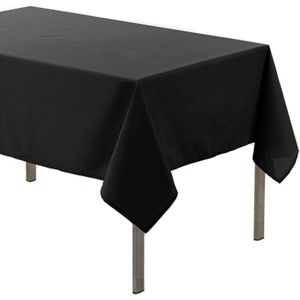 Zwart tafellaken voor binnen 140 x 250 cm polyester stof/textiel - Feesttafelkleden