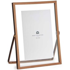 Giftdecor Fotolijstje voor 10 x 15 cm foto - koper - metaal - Modern - frame 16 x 21 cm - staand - Fotolijsten