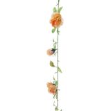 Louis Maes kunstplant bloemenslinger Rozen - zalmroze/groen - 225 cm - kunstbloemen