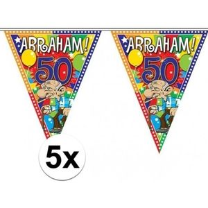 5x Plastic Abraham 50 jaar vlaggenlijnen - Vlaggenlijnen