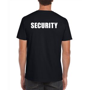 Security grote maten t-shirt zwart voor heren - bedrukking aan voor- en achterkant - beveiliger shirt XXXL
