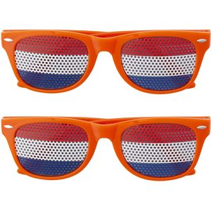 2x stuks oranje thema Koningsdag feest/party bril voor volwassenen - Verkleedbrillen