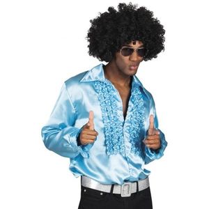 Turquoise disco blouse voor heren - Carnavalsblouses