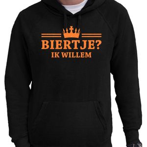 Koningsdag hoodie voor heren - biertje - zwart - met glitters - feestkleding - Feesttruien