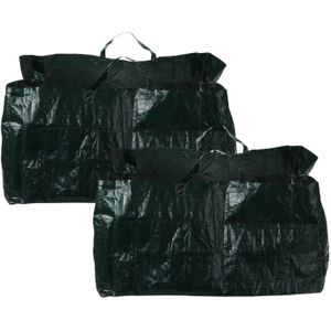 Progarden Tuinafvalzak - 2x - opvouwbaar - vierkant - groen - 150 liter - bladeren opruimen