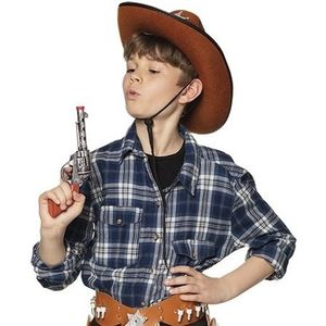 2x Speel cowboy/sheriff revolver/pistolen zilver 20 cm - Speelgoedwapens