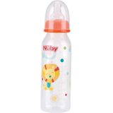 2x stuks oranje Nuby baby drinkfles met leeuw 240 ml - Baby drinkflessen