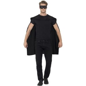 Zwarte cape met oogmasker verkleed kleding voor volwassenen - Carnavalskostuums