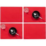 Wicotex luxe Placemats Plain - Set van 12x stuks - rood - 43 x 30 cm - Met anti slip laag - Teflon c - Placemats