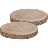 2x Decoratie boomstam schijf Paulownia hout 30 cm - decoratief-figuur