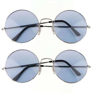 Blauwe flower power bril met grote glazen - Verkleedbrillen