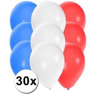 Feest ballonnen in de kleuren van Frankrijk 30x - Ballonnen