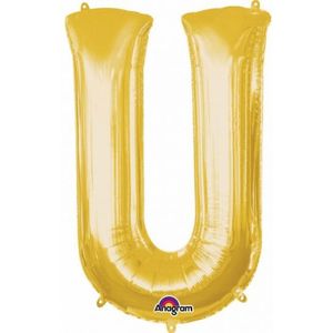 Grote letter ballon goud U 86 cm - Ballonnen
