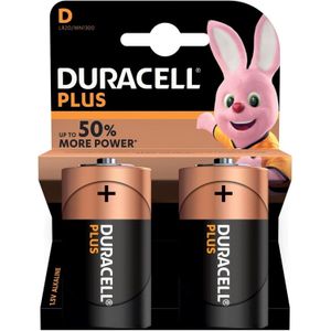 2x Duracell D Plus batterijen alkaline LR20 MN1300 1.5 V - Batterijen