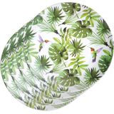 4x Melamine borden tropische print/wit 25 cm - Ontbijtborden - Servies voor peuters/kleuters/kinderen
