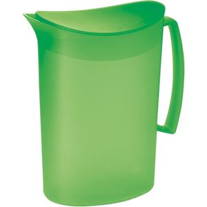 Juypal Schenkkan/waterkan - groen - 2 liter - kunststof - L20 x H23 cm - met deksel