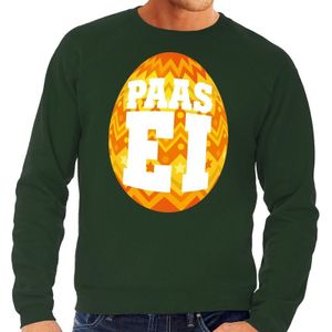 Paas sweater groen met oranje ei voor heren - Feesttruien