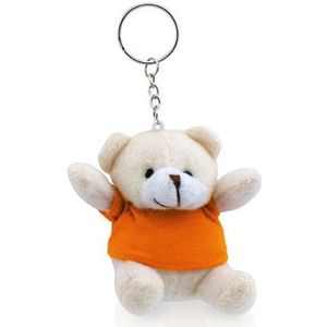 Sleutelhangertjes beer met oranje shirt - Knuffel sleutelhangers