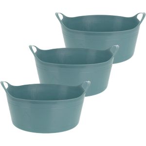 Flexibele emmer - 3x - groen - 15 liter - kunststof - 39 x 17 cm - Wasmanden