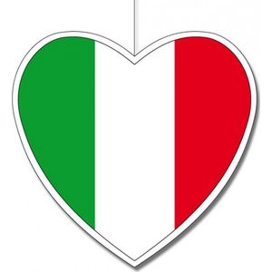 Hangdecoratie hartvormig Italie 14 cm - Hangdecoratie