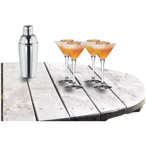 Royal Leerdam - Cocktailshaker 500 ML set met 4x stuks Martini cocktailglazen 250 ml