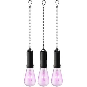 3x stuks roze solar tuinverlichting hanglampen kunststof 20 cm - Buitenverlichting