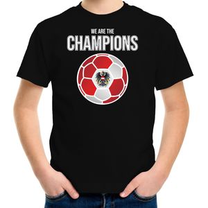 Oostenrijk EK/ WK supporter t-shirt we are the champions met Oostenrijkse voetbal zwart kinderen - Feestshirts
