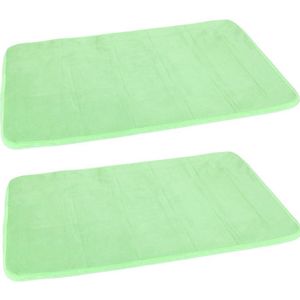 Set van 2x stuks groene sneldrogende badmat 40 x 60 cm rechthoekig - Badmatjes