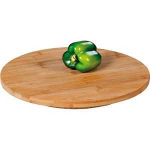Bamboe houten draaibare serveerplank rond 35 cm - Serveerplateau - Kaasplank/kaasplateau - Borrelplank - Tapasplank