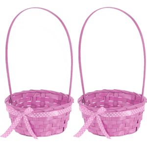 Excellent Houseware - Rieten Mandjes - Roze - 39 cm - Opbergen - Decoratie