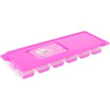 Set van 5x stuks trays met ijsklontjes/ijsblokjes vormpjes 12 vakjes kunststof roze met afsluitdeksel