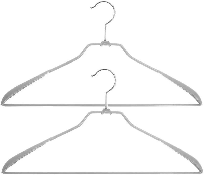 Set van 6x stuks kunststof kledinghangers grijs 43 x 23 cm - Kledingkast hangers/kleerhangers voor jassen