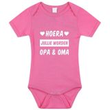 Hoera jullie worden opa en oma tekst baby rompertje roze meisjes - Kraamcadeau - Babykleding 56